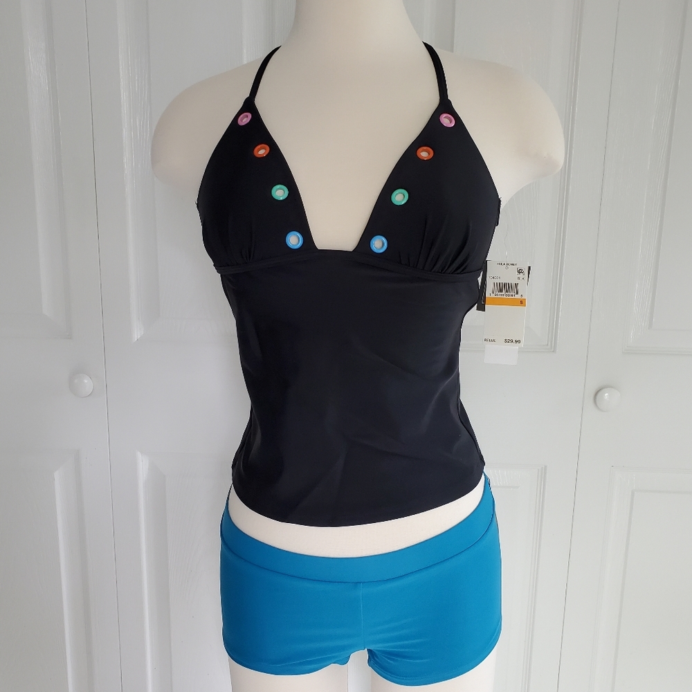 Hula Honey Multicolor Rivet Detail Tankini Top - Picture 4 of 7